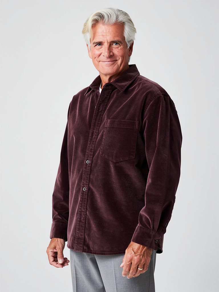 Coalvane Retro Corduroy Chest-Pocket Shirt Jacket, Rust, front