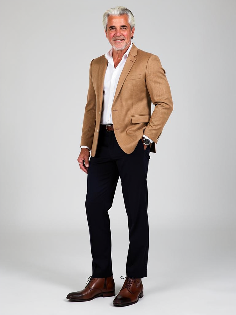 Coalvane Notch-Lapel Two-Button Casual Blazer, Oat/Khaki, front