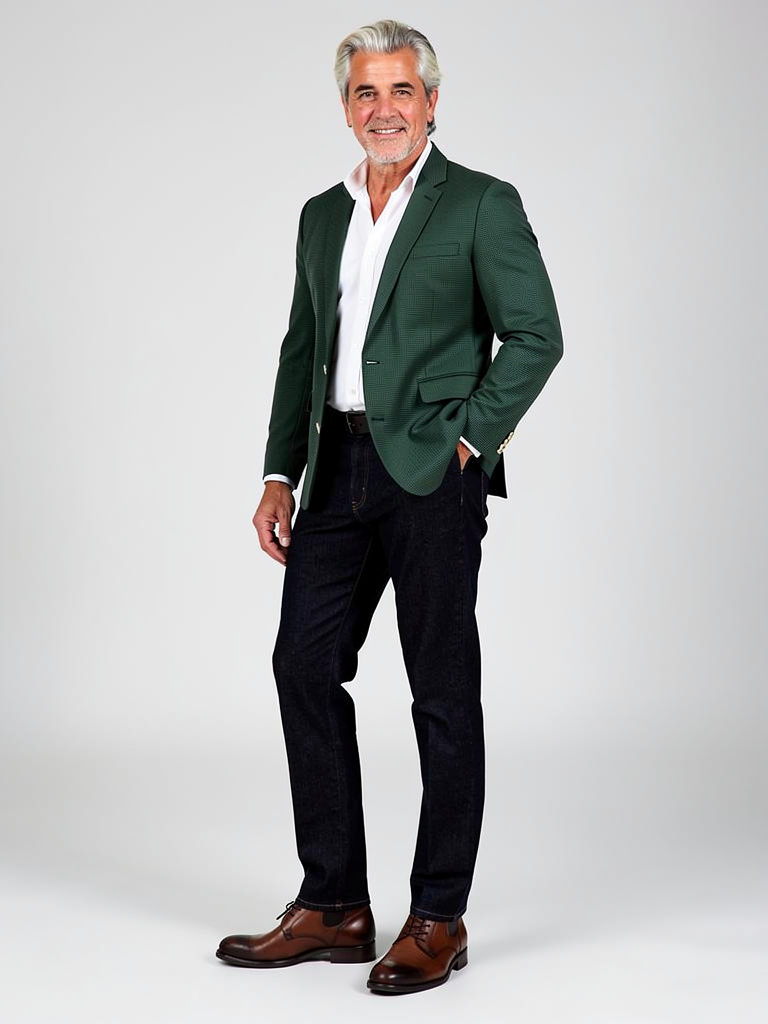 Coalvane Notch-Lapel Two-Button Casual Blazer, Dark Green, front