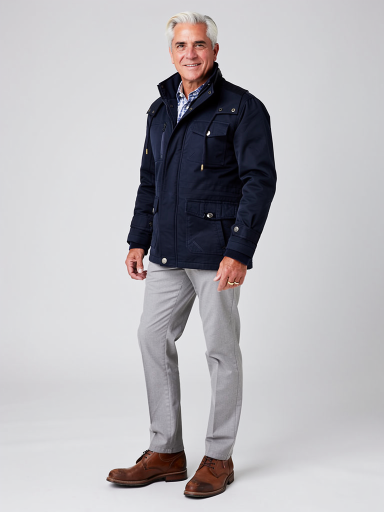 Coalvane Sherpa Collar Multi-Pocket Field Jacket, Indigo, front