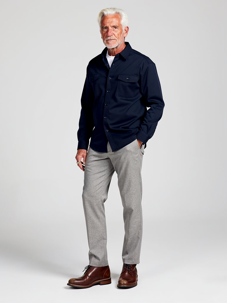Coalvane Pure Cotton Two-Pocket Work Overshirt, Indigo, front