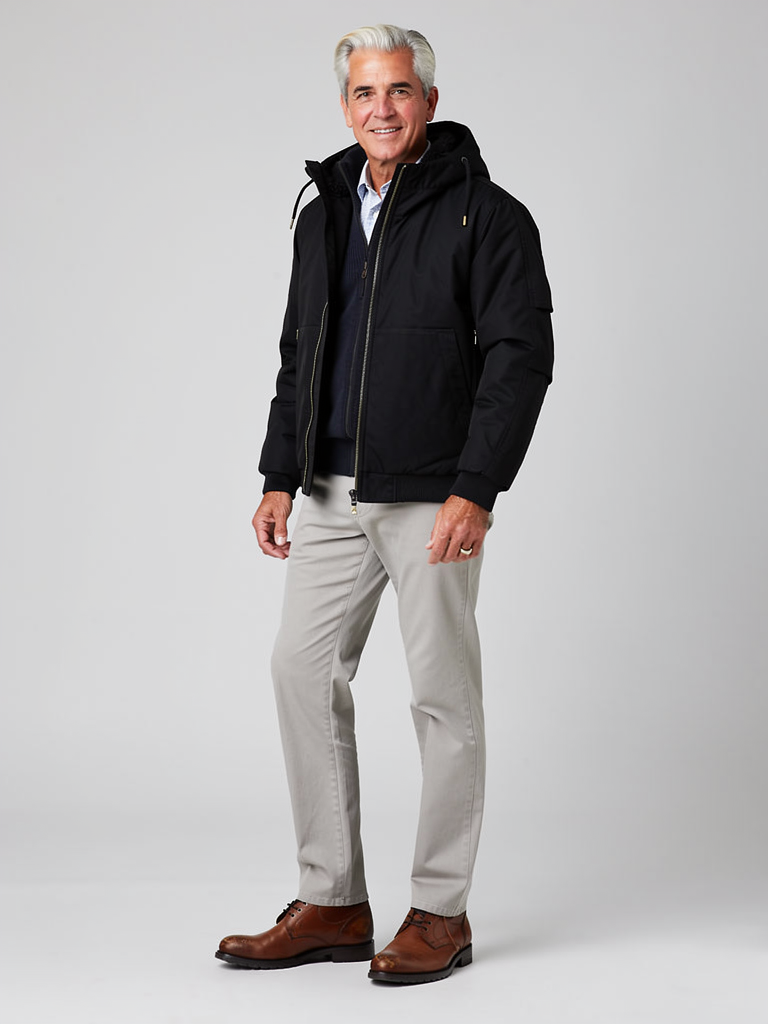 Coalvane Sherpa-Lined Hooded Cotton Work Jacket, Charcoal, front
