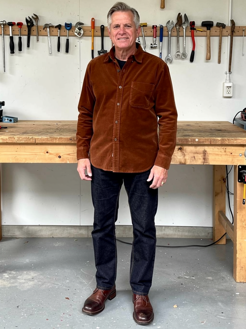 Coalvane Corduroy Button-Up Overshirt, Rust, front