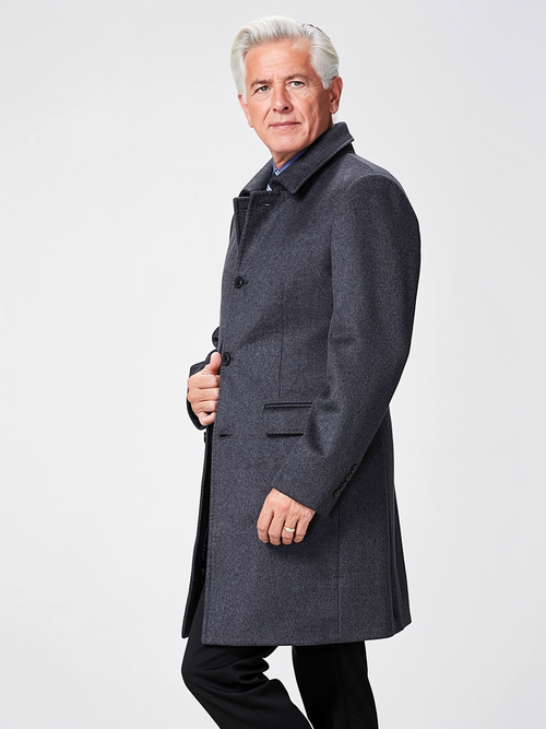 Coalvane Classic Single-Breasted Wool Overcoat, Gray, front