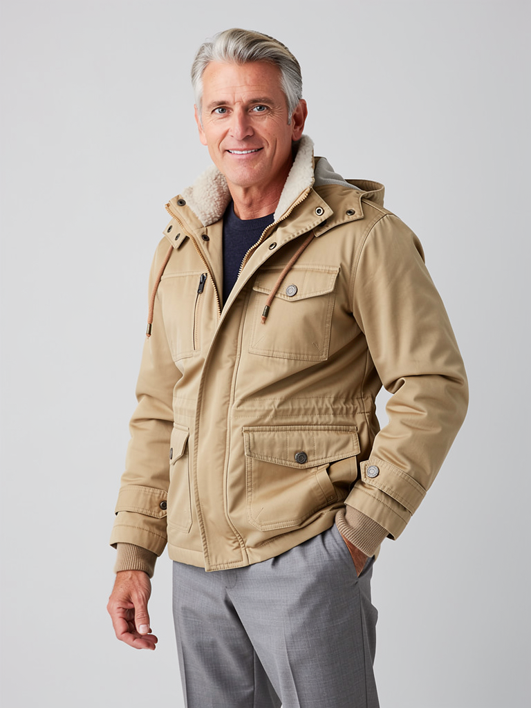Coalvane Sherpa Collar Multi-Pocket Field Jacket, Sand, front