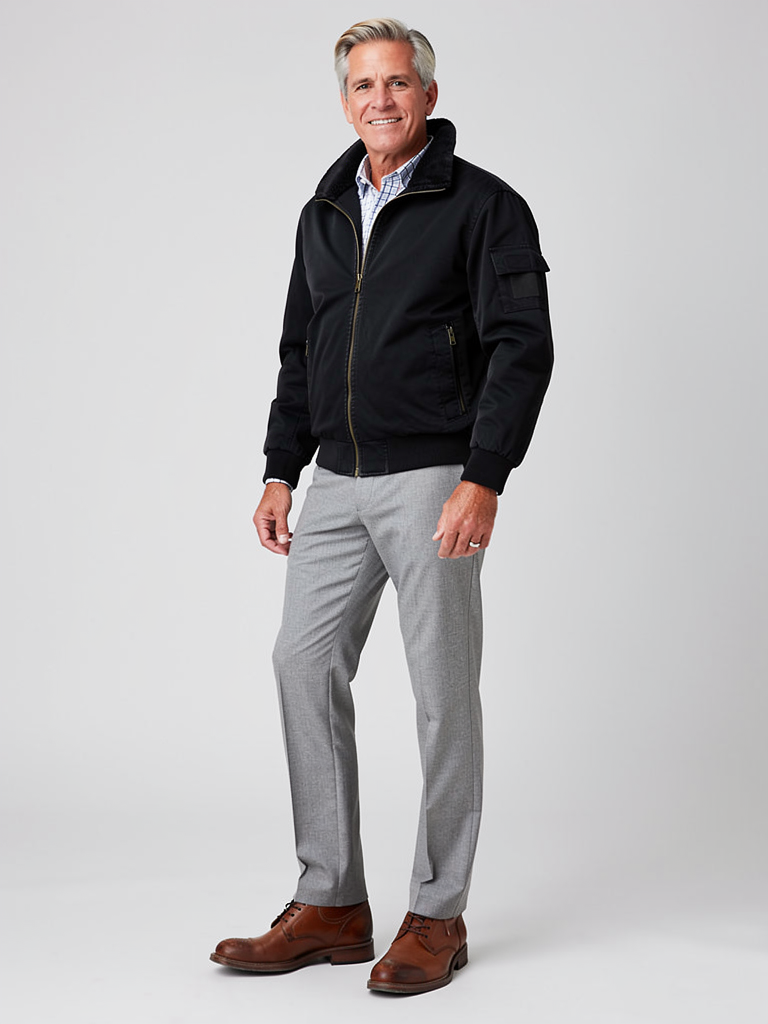 Coalvane Sherpa Collar Cotton Bomber Work Jacket, Charcoal, front