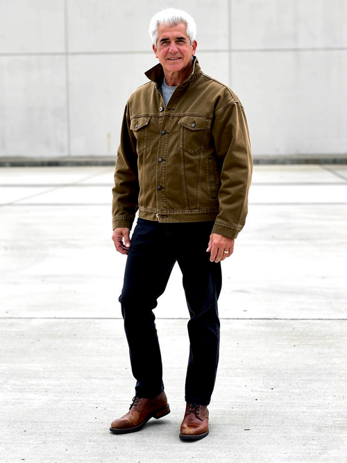 Coalvane Classic Trucker Denim Jacket, Weathered Stone, front