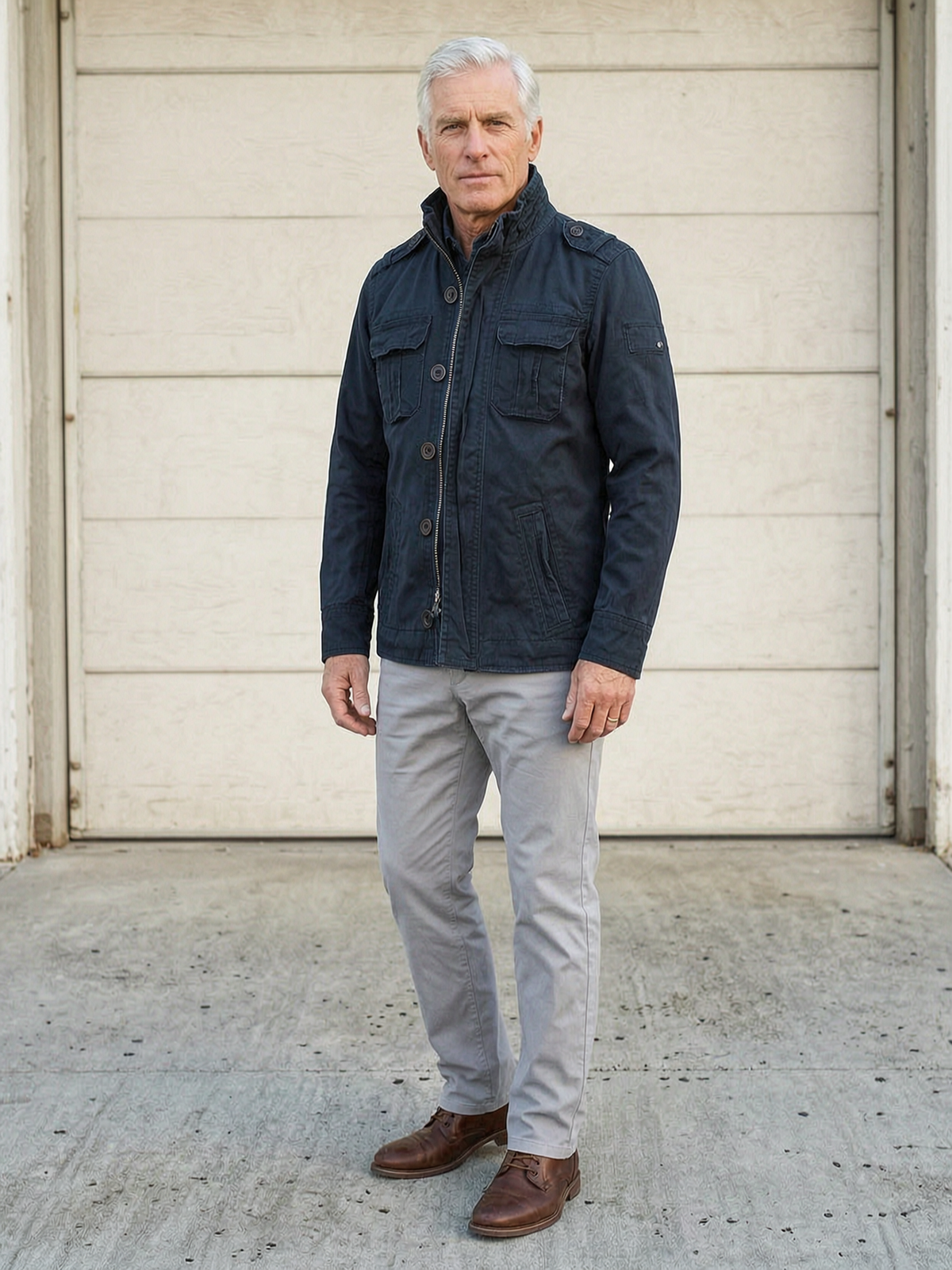 Coalvane Field Cotton Military Workwear Jacket, Indigo, front